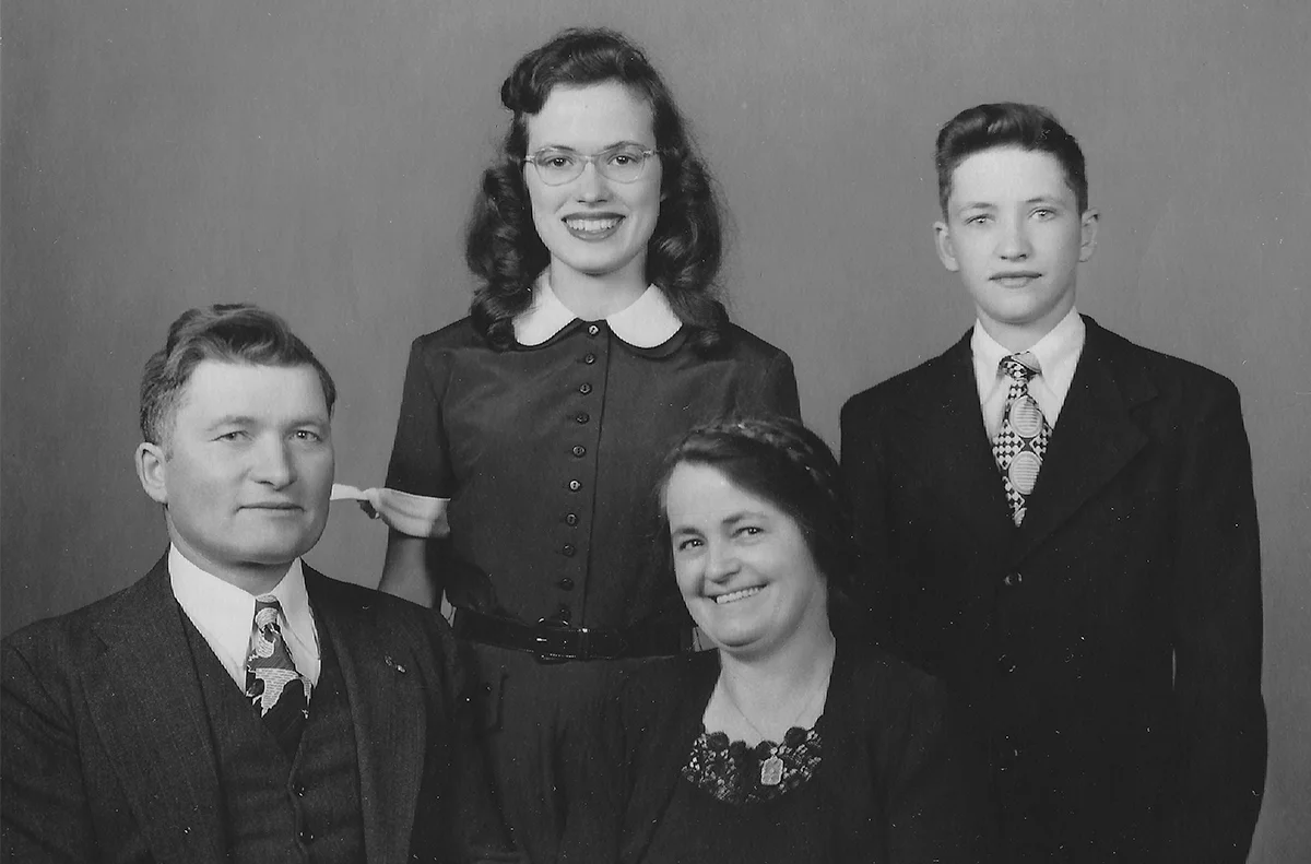 My mother and her brother in the back and my grandparents in the front—in the 1940s