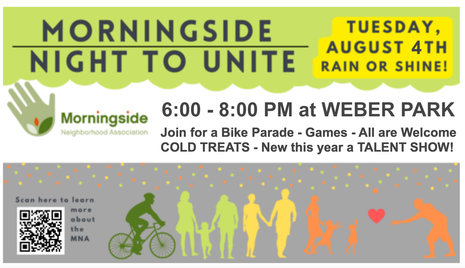 Night to Unite August 4 Rain or Shine! 