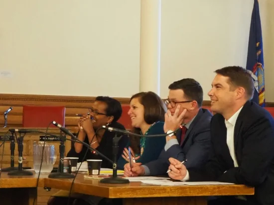 Civic Innovation Challenge judges (left to right): Deputy Mayor Sharon Owens, Director of Administration Christie Elliott, Councilor Michael Green, Mayor Ben Walsh.