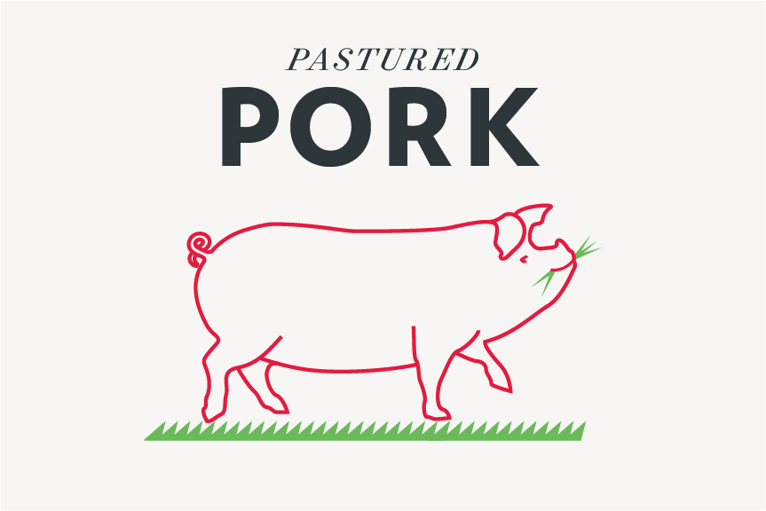 Q Farms heritage bred pigs are raised on pasture and in the woods. Our pigs are fed non-GMO grains and supplemented with whey, apples, and nuts.