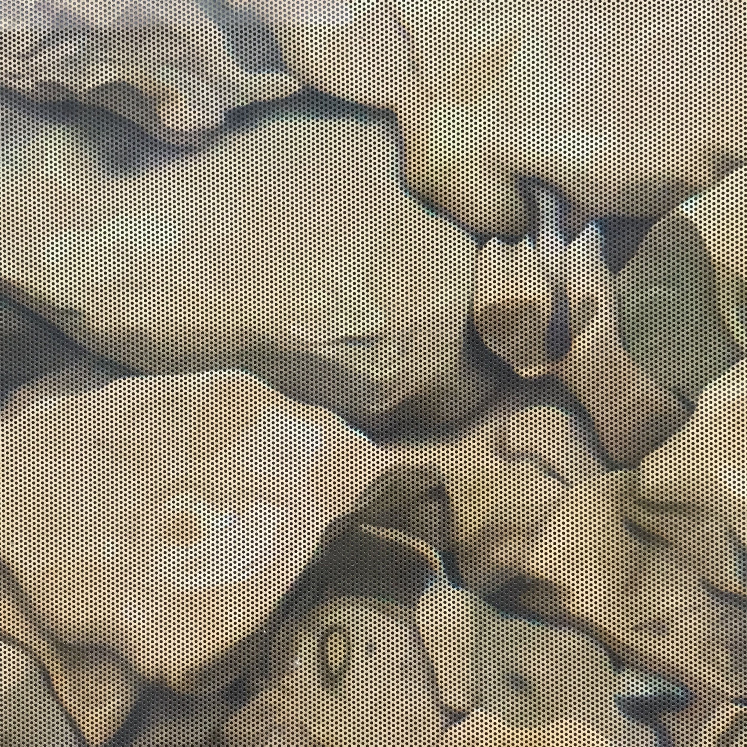 detail of a window decal (rocks)