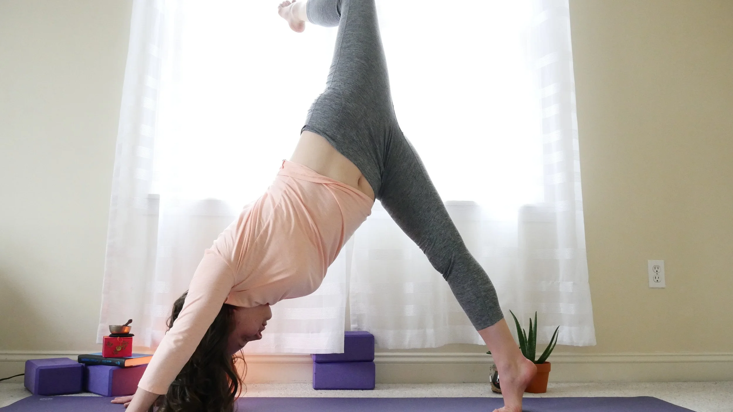 Eka Pada Adho Mukha Savasana (Stacked Hips Variation)