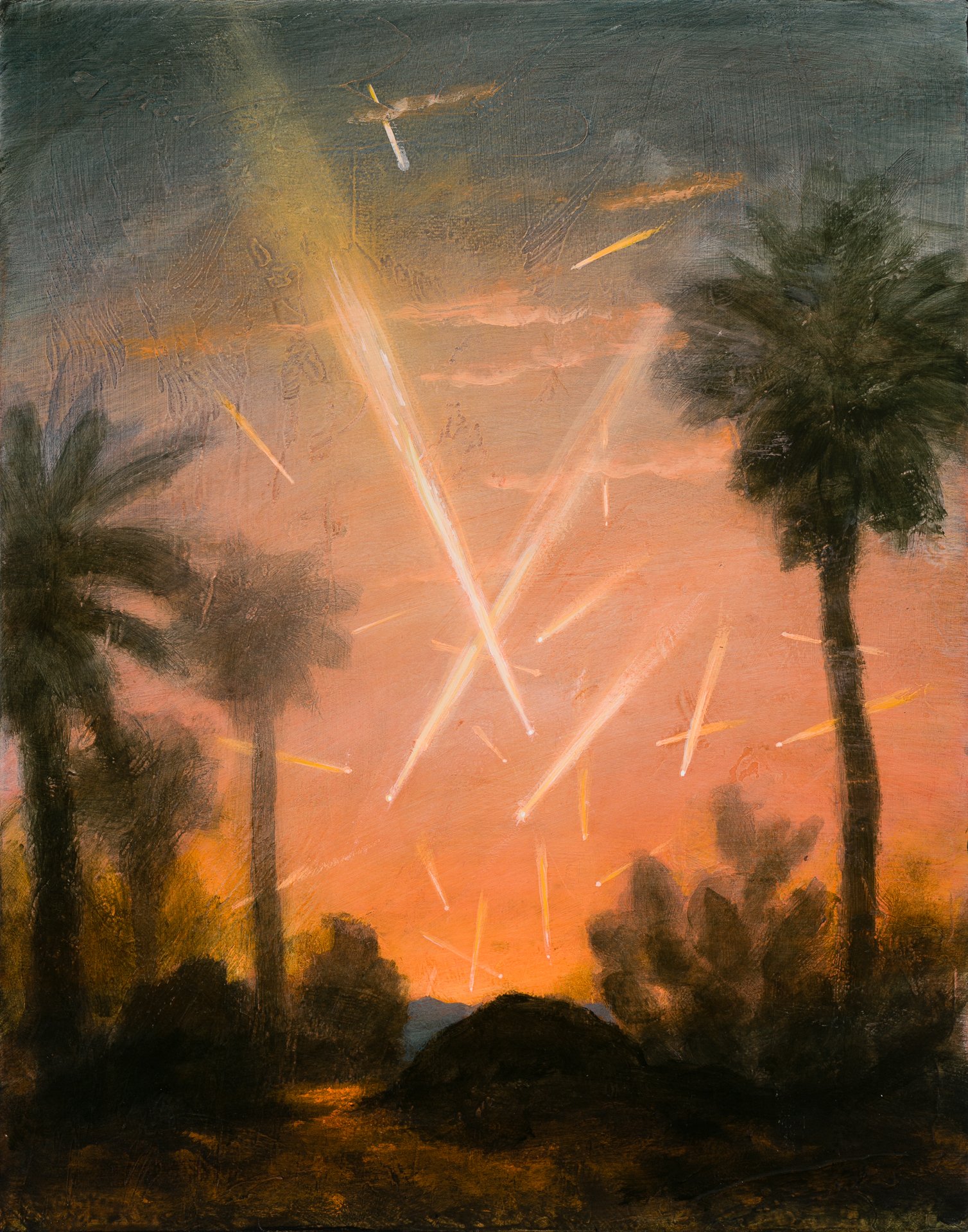 Meteors With Desert Garden, 14"x11"