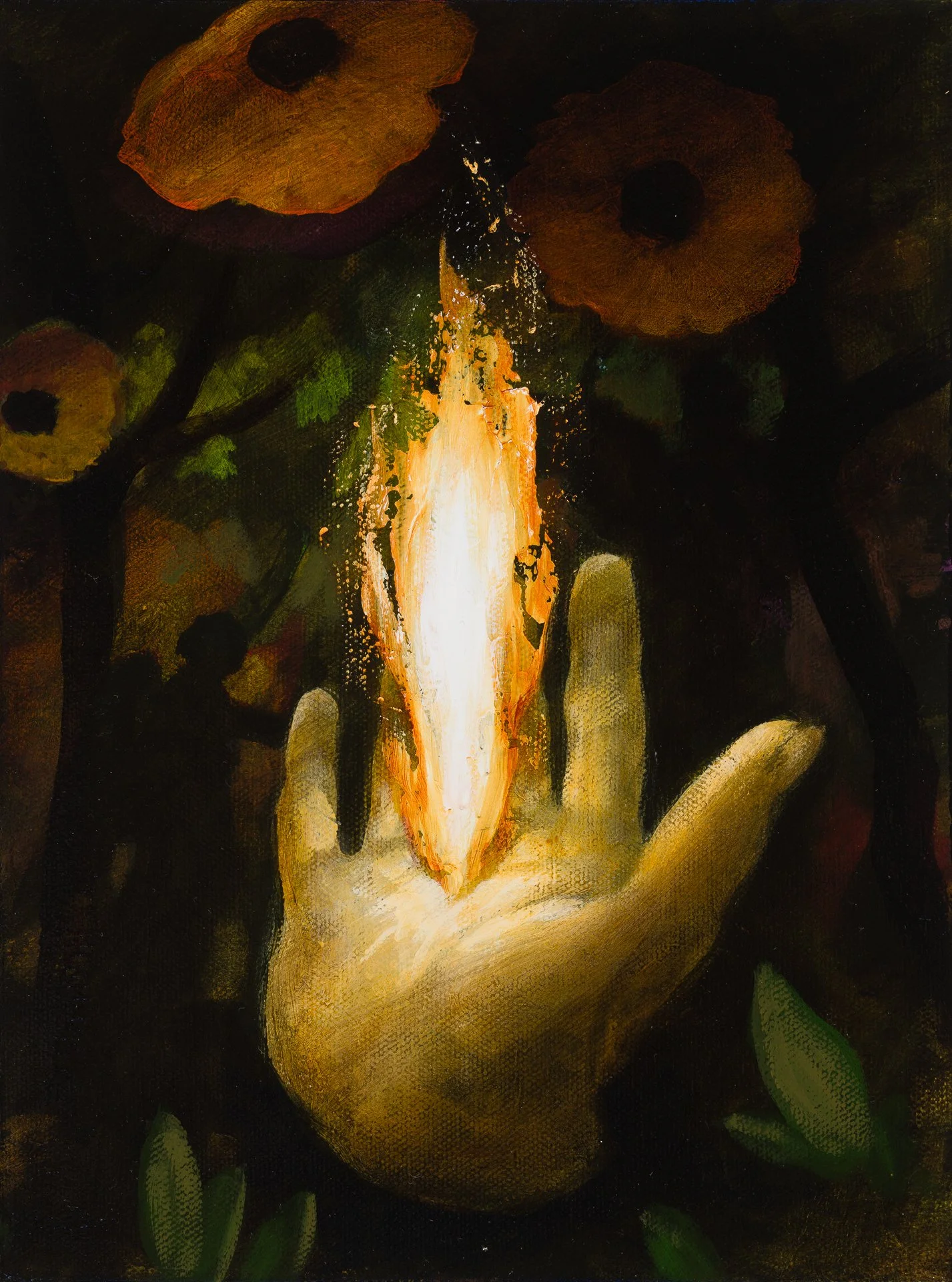 Acolyte with Poppies, 12"x9"