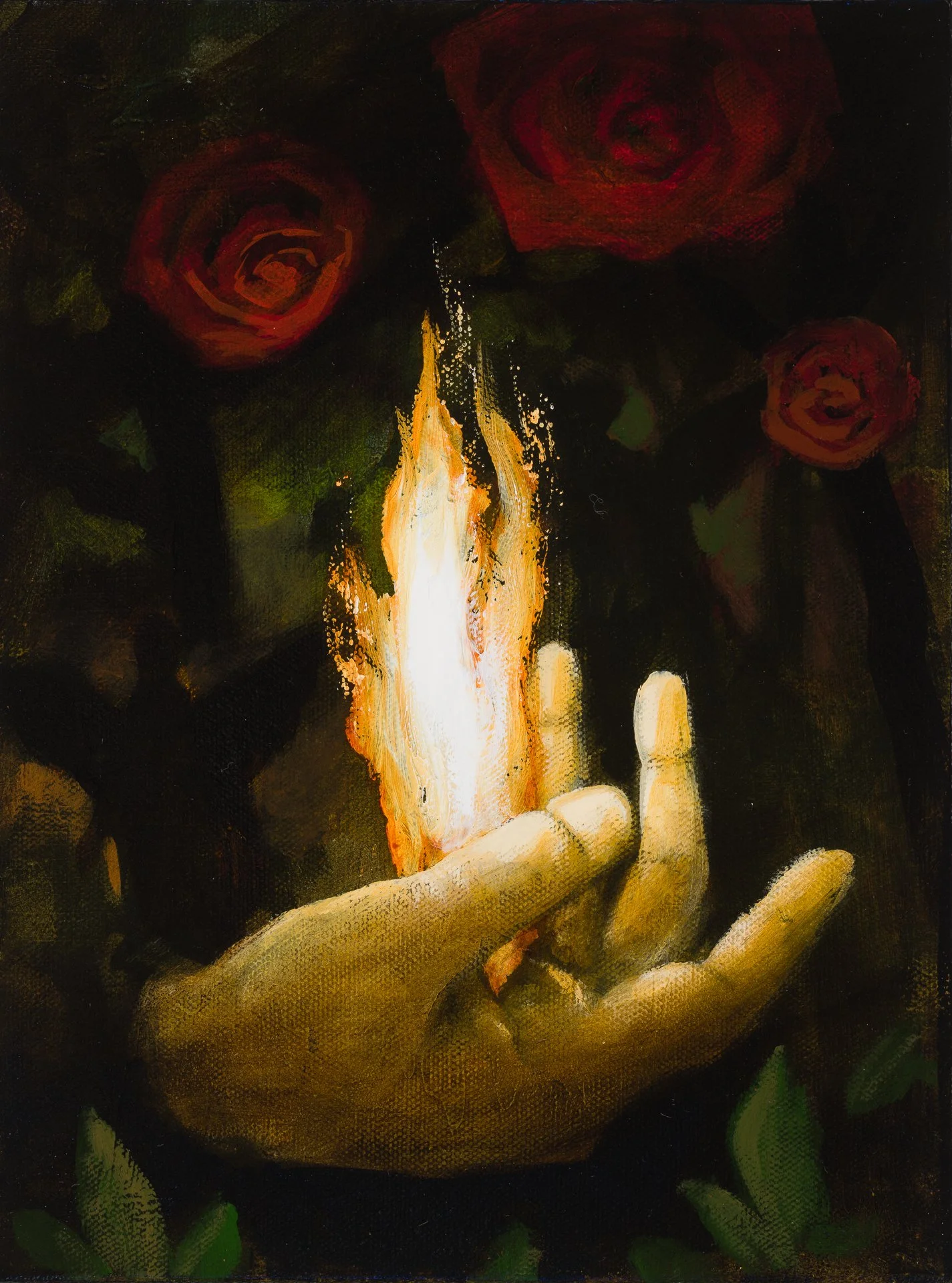 Acolyte with Roses, 12"x9"