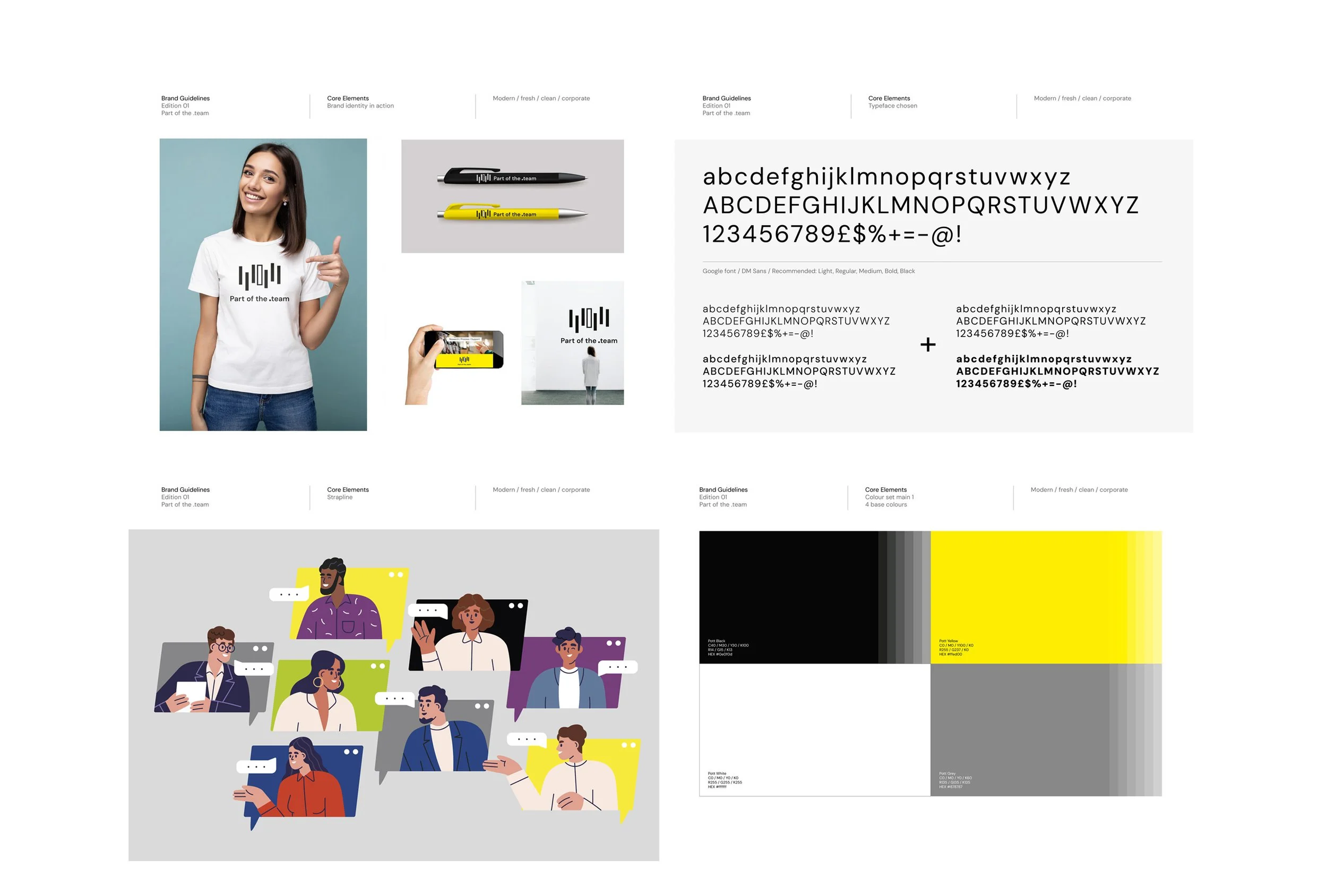 Mini brand development project for Part of the .team showing logo, typography treatment, colours, illustrations utilised for brand promotion by Justin Robert Price – Freelance Creative Director and Designer from Birmingham, England.