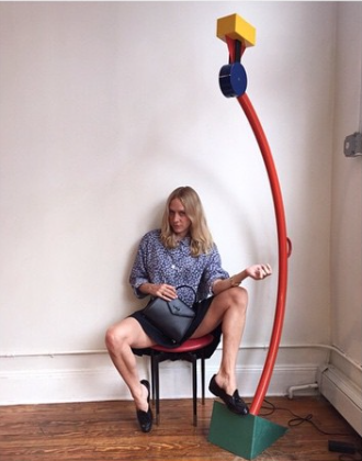 Chloe Sevigny poses with her Hayden Lasher Margaret Belgian Bag.