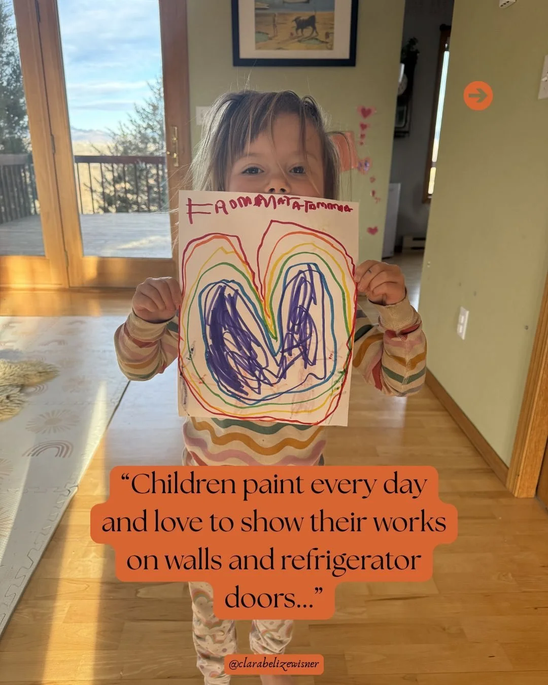 &ldquo;Children paint every day and love to show their works on walls and refrigerator doors. But as we become adults, we abandon this important soul task of childhood. We assume that children are just learning motor coordination and alphabets. But m