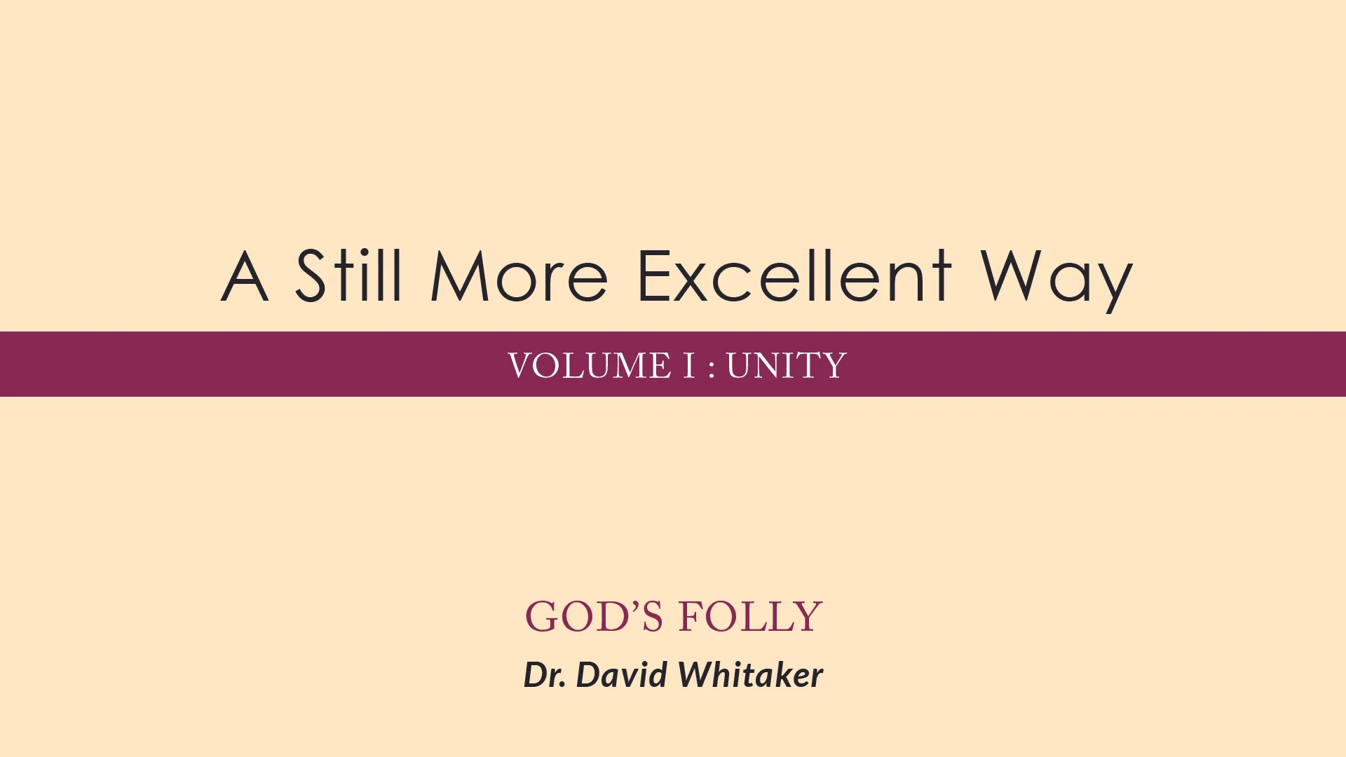 November 17 &amp; 18, 2018 | A Still More Excellent Way: God's Folly 