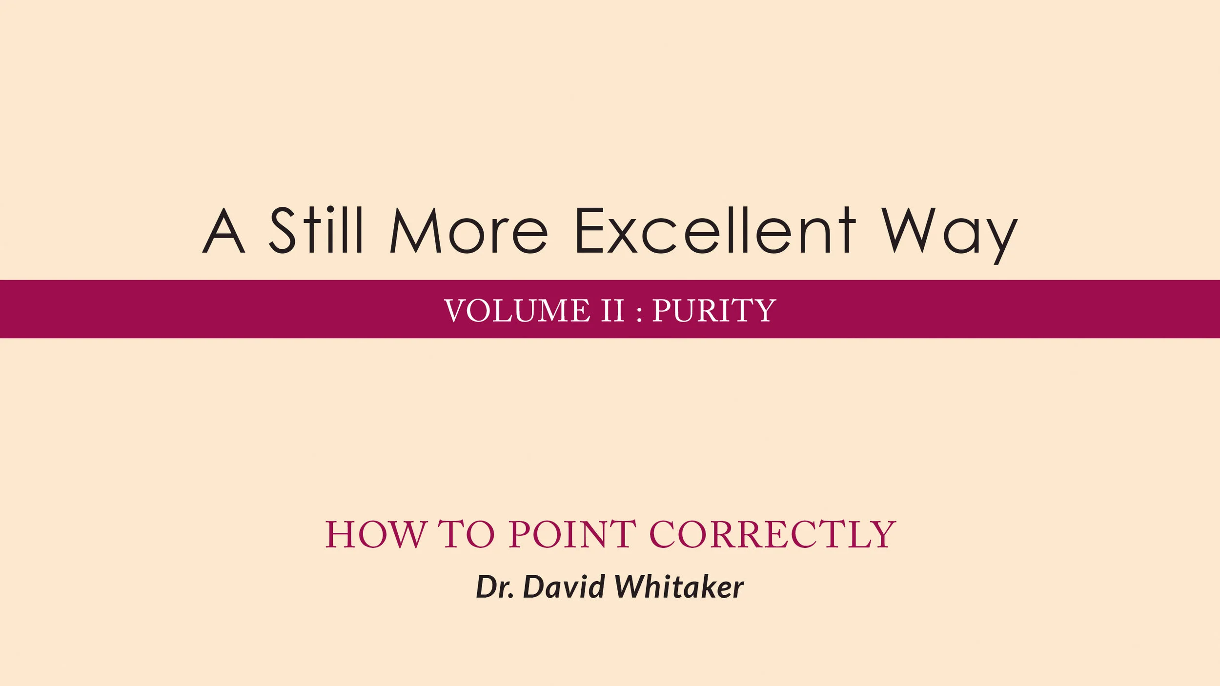 January 5 &amp; 6, 2019 | A Still More Excellent Way: How To Point Correctly 