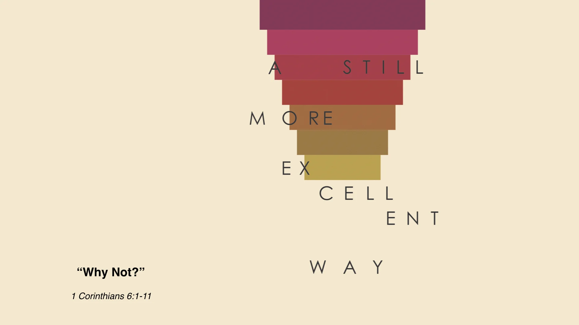 January 12 &amp; 13, 2019 | A Still More Excellent Way: Why Not? 