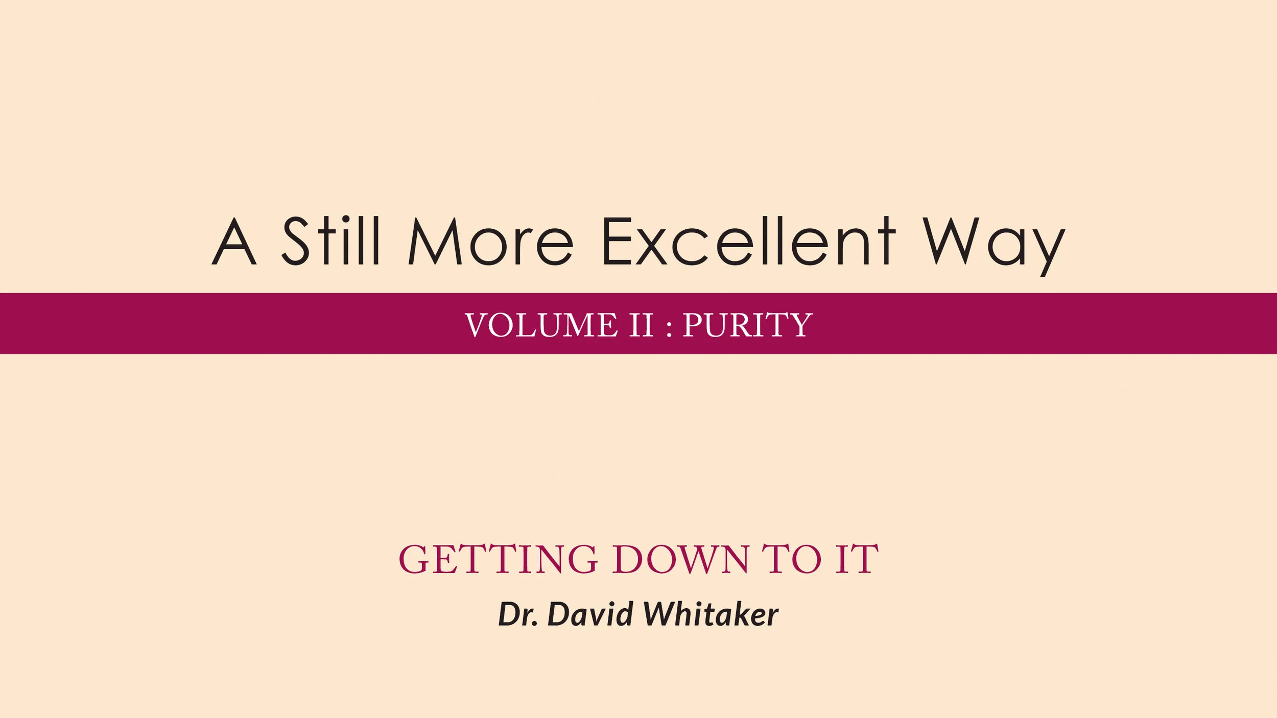 January 26 &amp; 27, 2019 | A Still More Excellent Way: Getting Down To It  