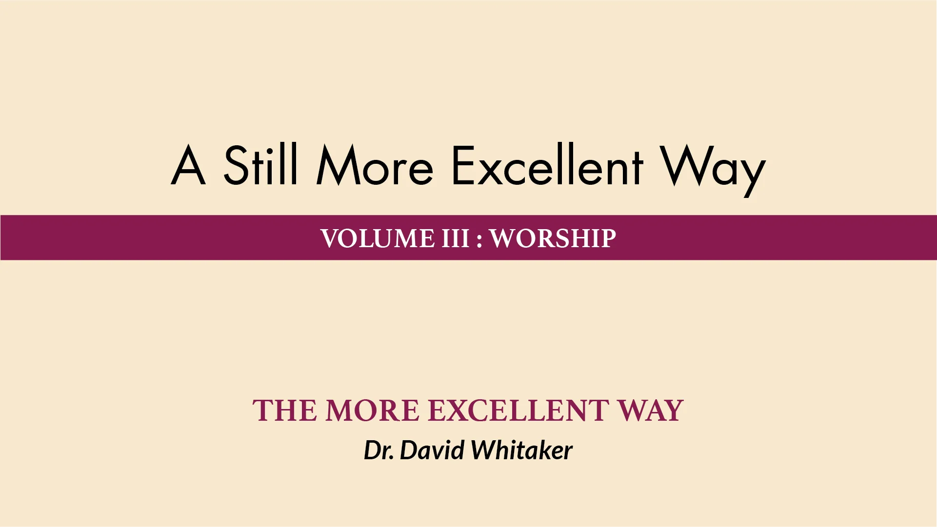 April 20 &amp; 21, 2019 | A Still More Excellent Way: The More Excellent Way