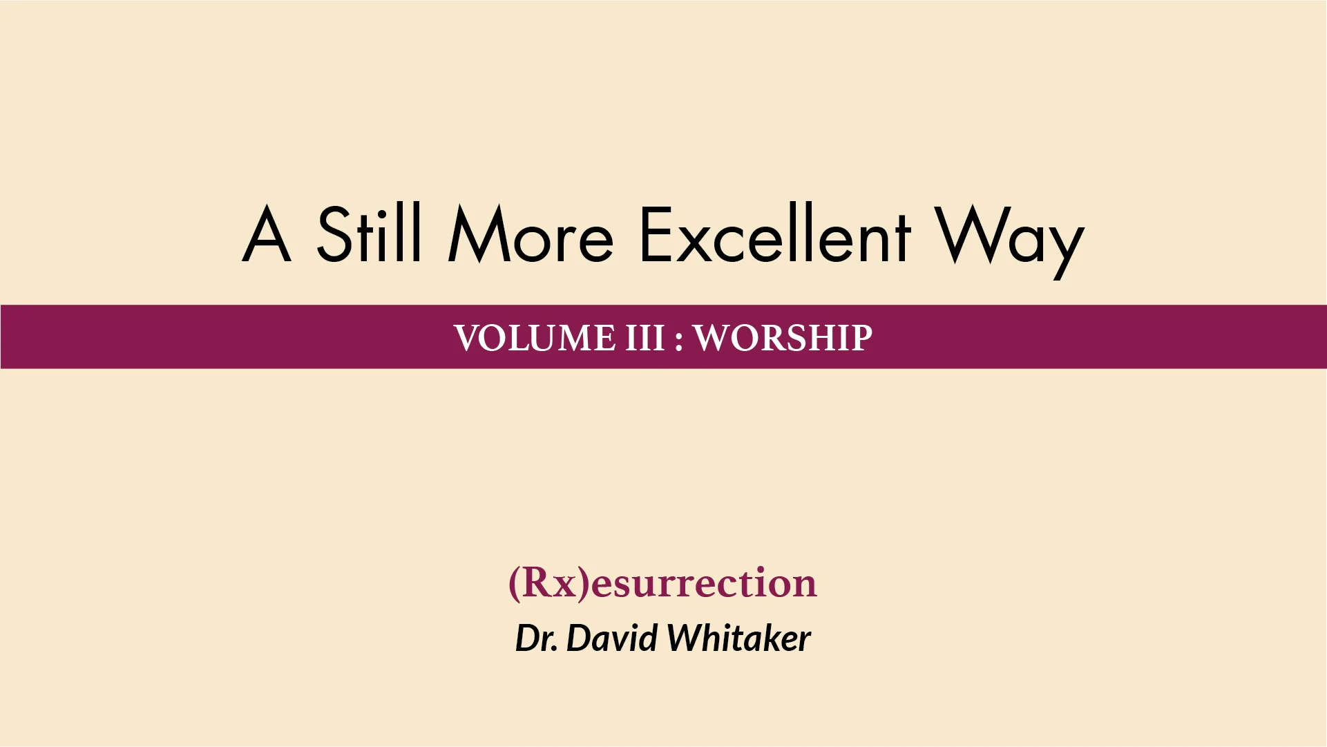 May 11 &amp; 12, 2019 | A Still More Excellent Way: (Rx)Esurrection 