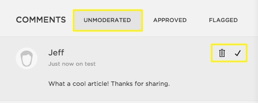 Your unmoderated Comment will look like this in the Audiophilia Comments queue. We just 'tick' the comment and it shows up in the article's Comments Section. 
