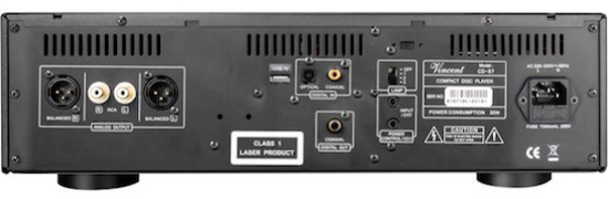 The Vincent CD-S7 DAC CD Player rear panel.