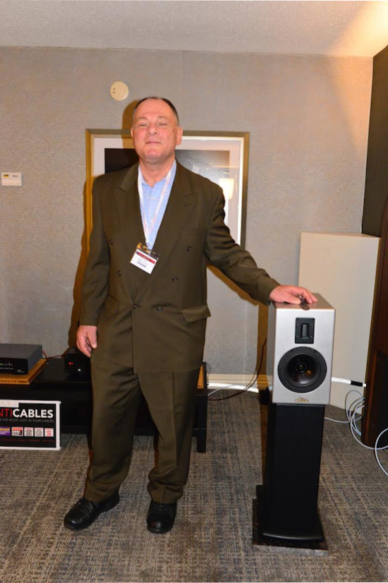 Mike Levy of Alta Audio with his new IO Loudspeaker.