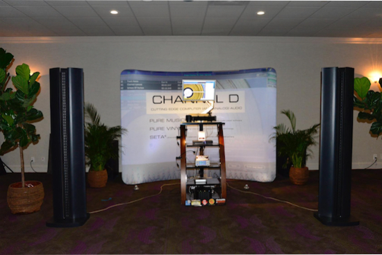 Channel D, maker of fine audio software such as Pure Music digital music software for Mac and Pure Vinyl for Digital LP playback, had a spacious and tasteful display in the Regency Room illustrating their wares.