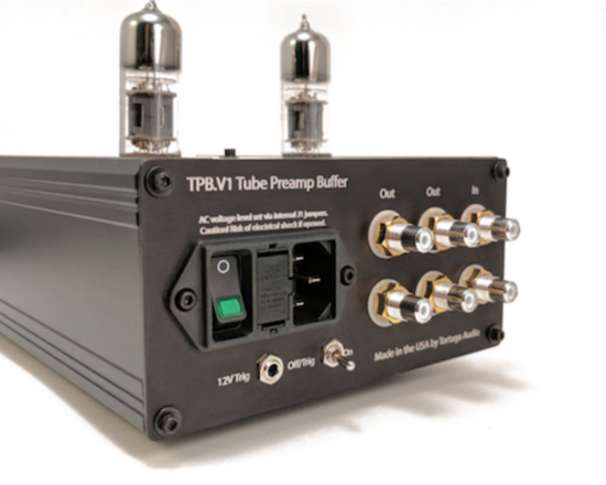 The Tortuga Audio TPB.V1 Tube Preamp Buffer rear panel.