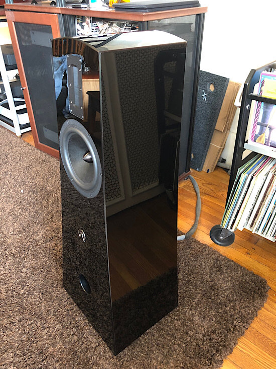 The Alta Audio Alec in its remarkable Onyx finish situated in my listening room.