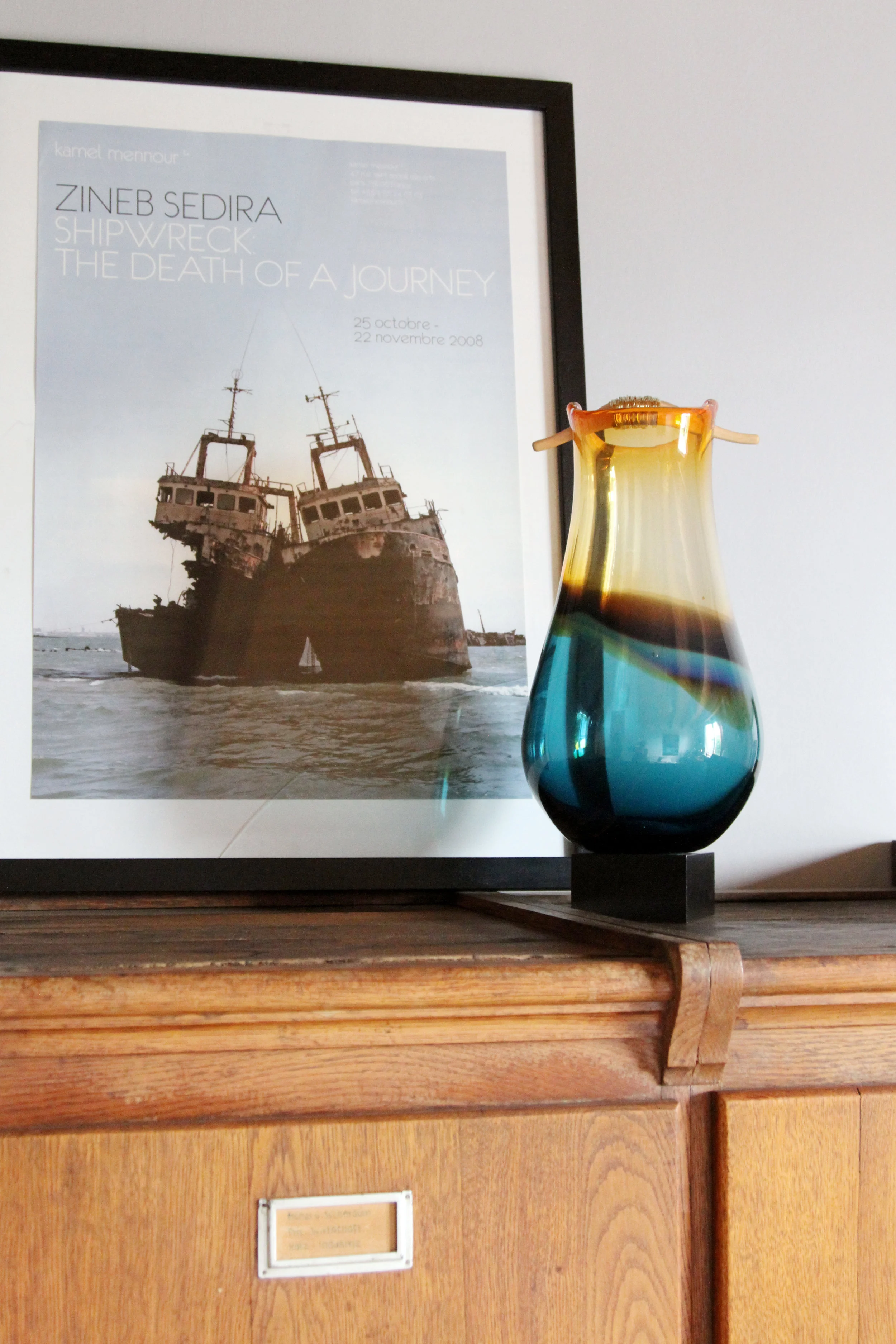 Heiki Apricot Teal on cabinet.jpg