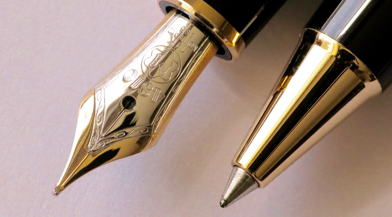 Gray & Gold Abstract Fountain Pen Set with Schmidt Gold Medium Nib in 2023