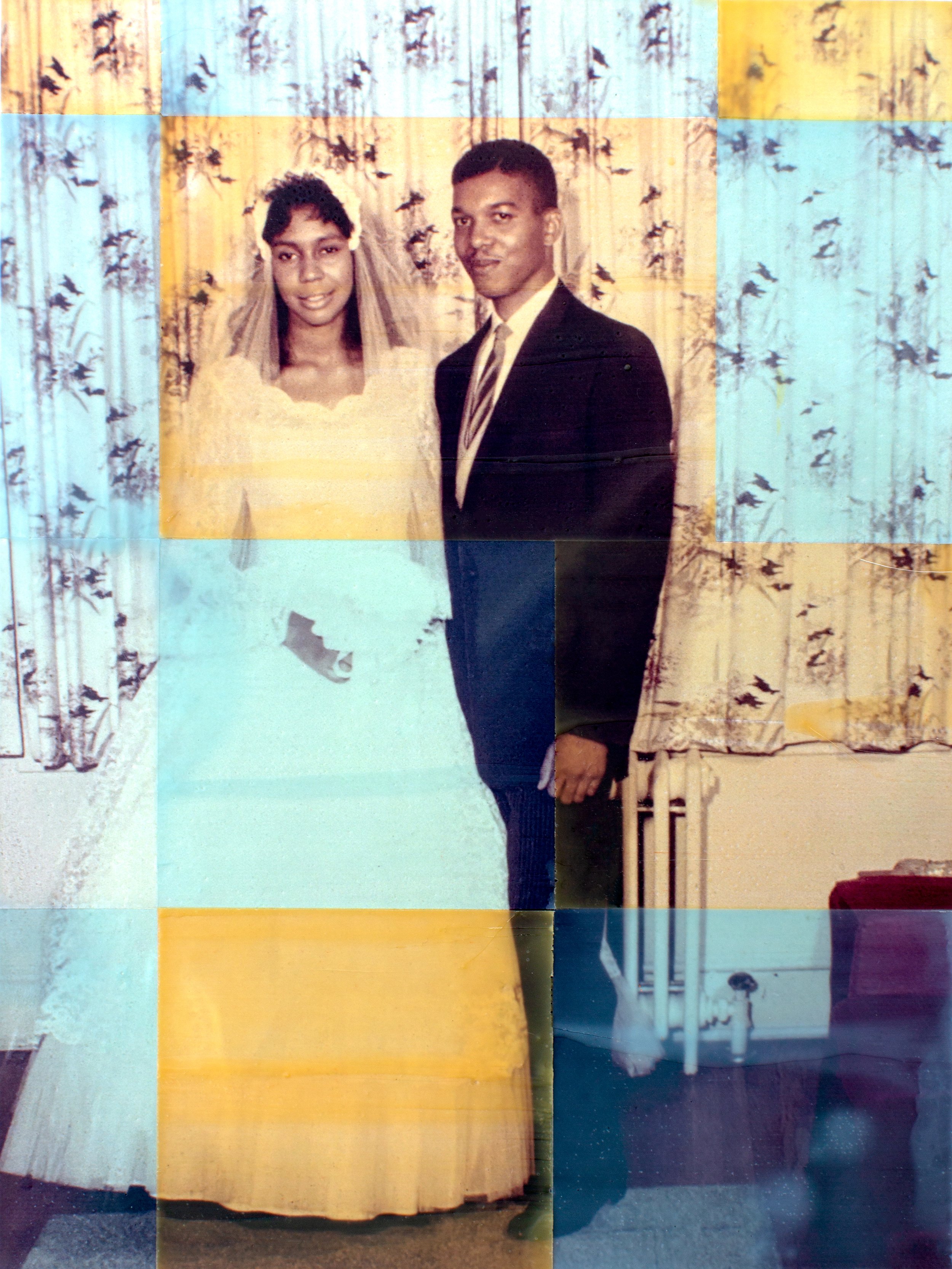  Newlyweds (1964), 2022  Encaustic wax on archival pigment print on canvas.  Commissioned by The New York Times. 