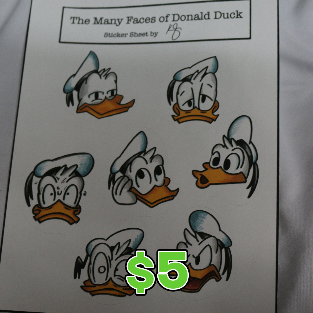 Many Faces of Donald Duck Sticker Sheet