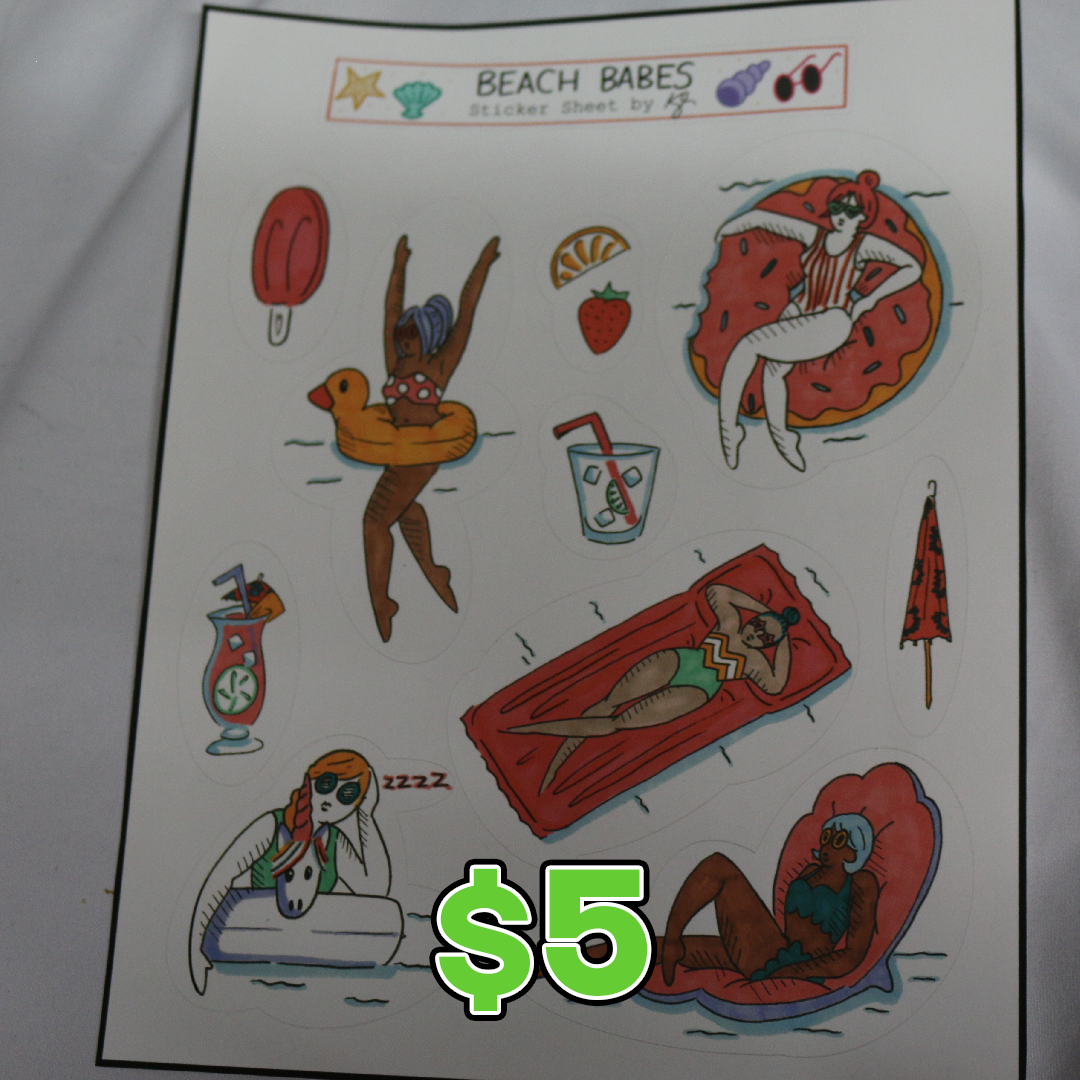 Beach Babes Sticker Sheet