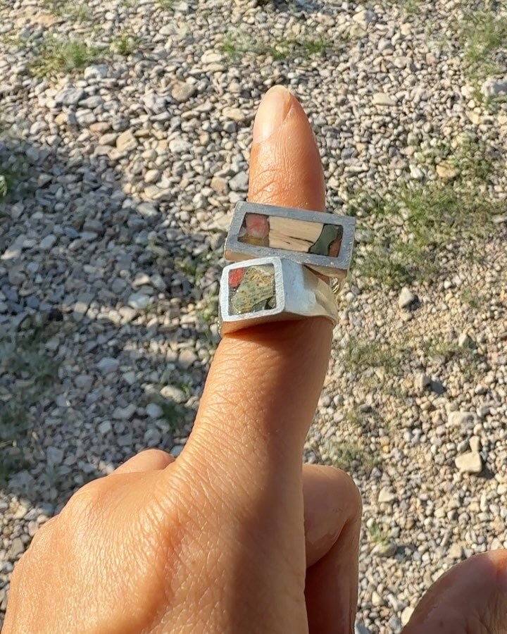 Custom ring for @hopemorganstudio 💘 Still in awe over how effortlessly this one came together. The colors of the stones reflected so perfectly in Hope&rsquo;s paintings, all of it mirroring the sunsets we got lost in. A reminder of our magical time 