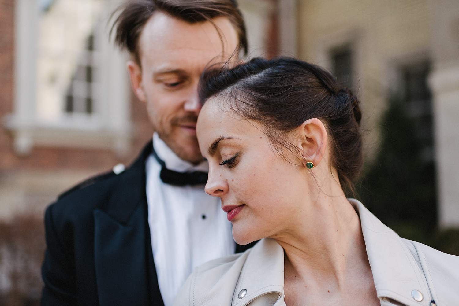 Graydon-Hall-Manor-Wedding-Toronto's-Best-Wedding-Photography-Ryanne-Hollies-Intimate-Small-Modern-Colourful-Wedding-First-Look-on-the-grounds-bride-and-groom-best-reaction-candid-documentary-holding-dress.jpg