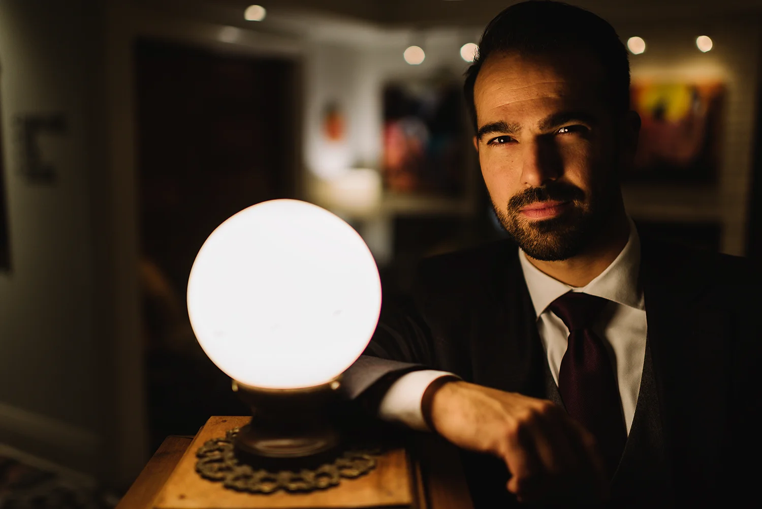 Prince-Edward-County-Wedding-Photographer-Drake-Hotel-Elopement-Venue-Reception-Groom-Portrait-with-Light-Orb.jpg