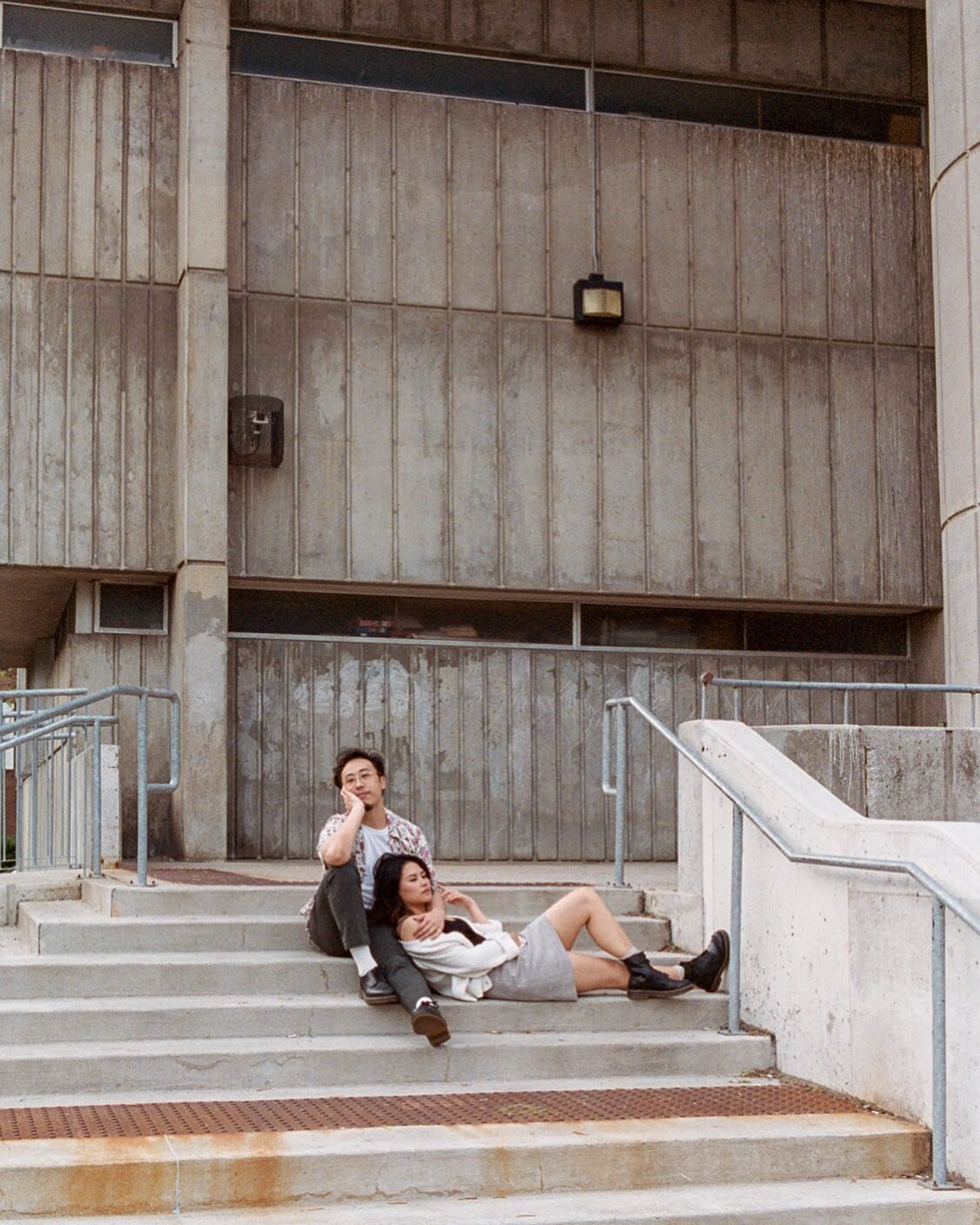 Hangin&rsquo; in the school yard #couplessession #engagementphotos #35mm