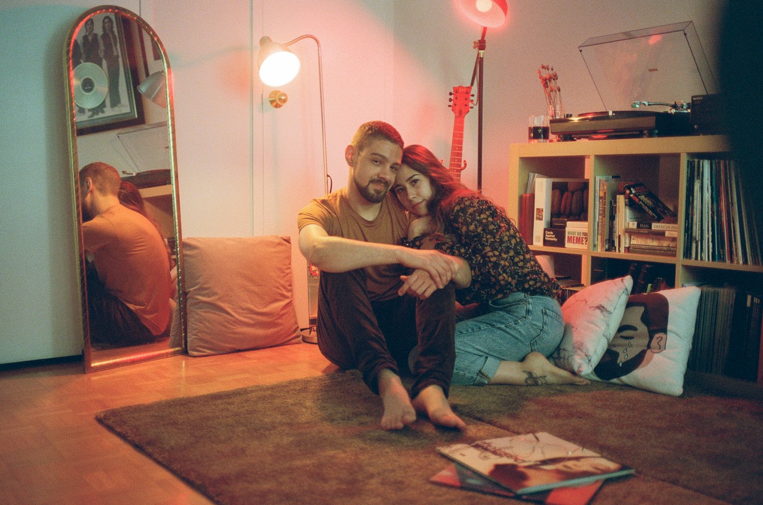 Vintage-Cool-Hipster-Alternative-in-home-couples-engagement-photos-music-vinyl-in-toronto-1.JPG