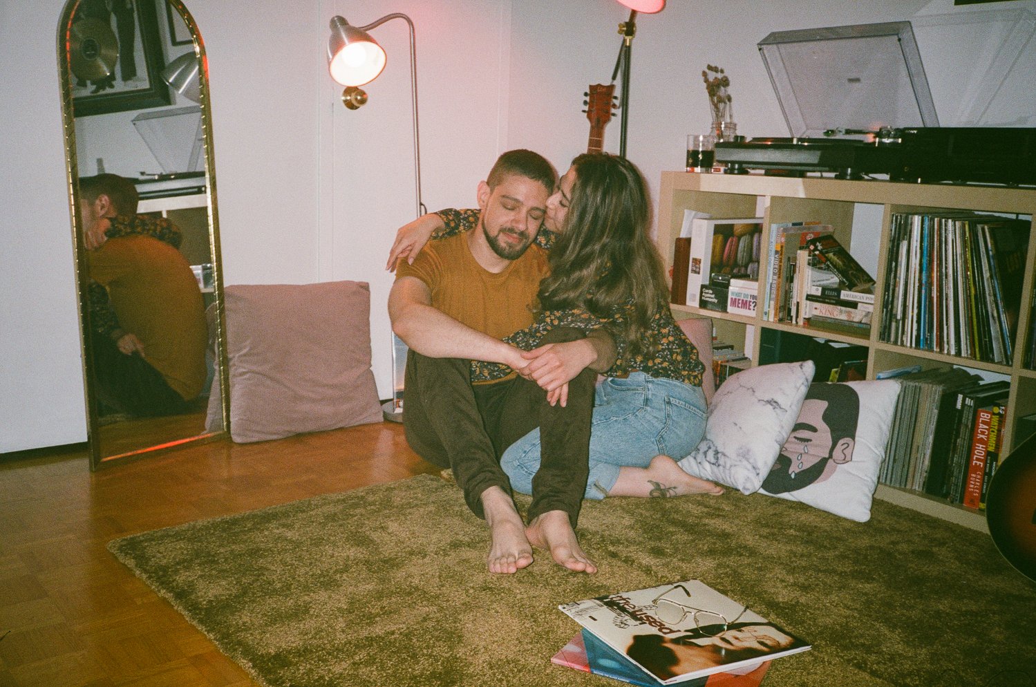Vintage-Cool-Hipster-Alternative-in-home-couples-engagement-photos-music-vinyl-in-toronto-3.JPG