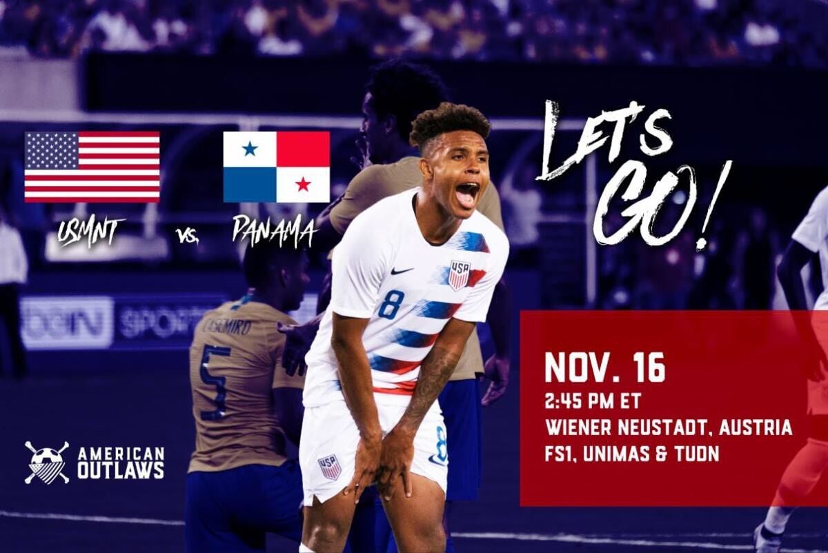 It&rsquo;s match day! 

Who: #USMNT v. 🇵🇦 
What: ⚽️ 
When: 2:45 pm
Where: FS1📺 from Austria 
Why: to BUILD FOR THE FUTURE

Members, check your email for nationwide virtual watch party information.