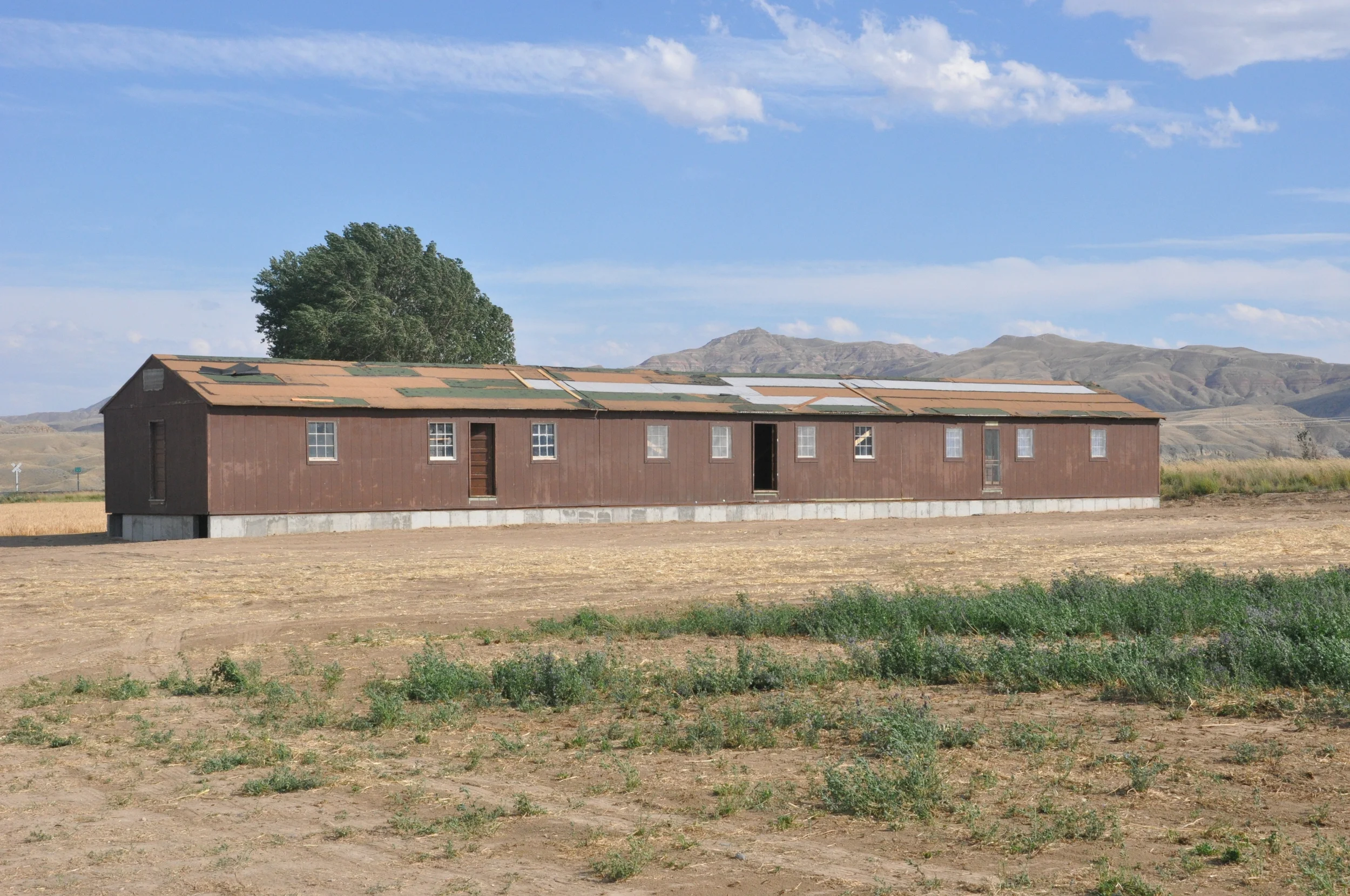 This original barrack has been returned to Heart Mountain and placed on an original foundation. Courtesy Heart Mountain Wyoming Foundation.