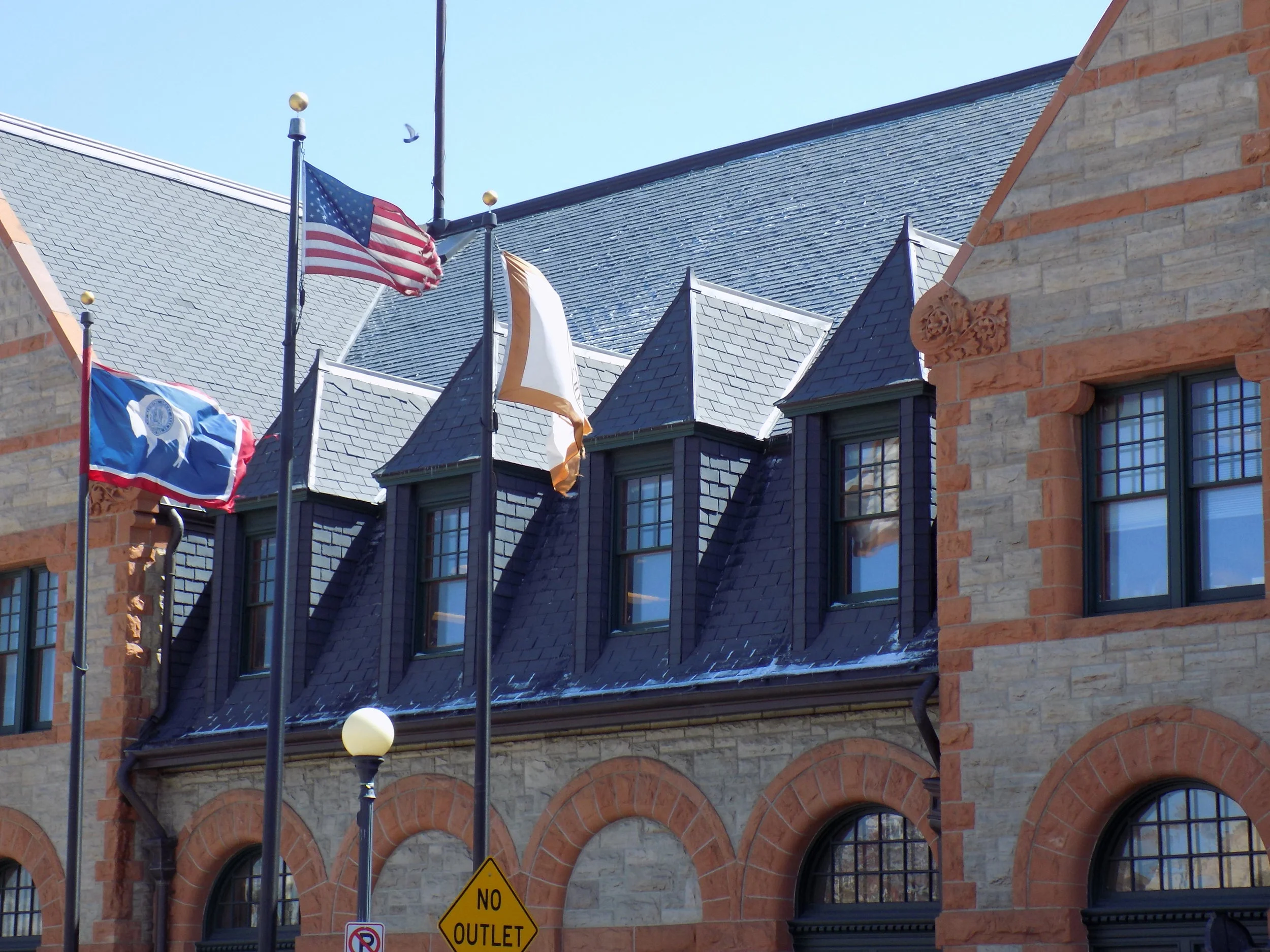 View of the dormers and stone detailing