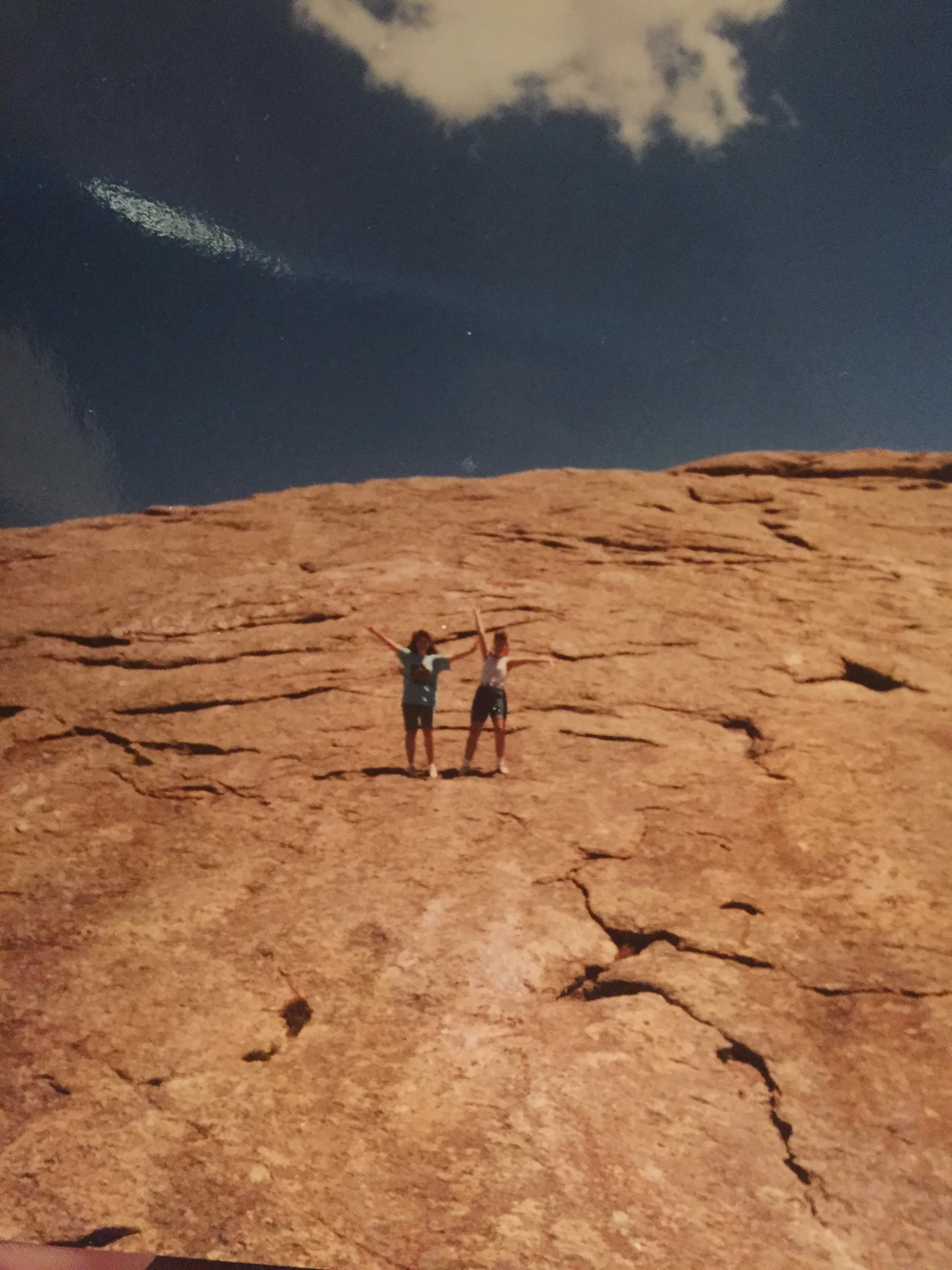 It begins. My sister and I on the Right.