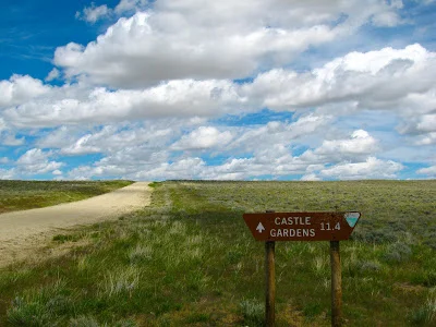 BLM sign points to the location of Castle Gardens