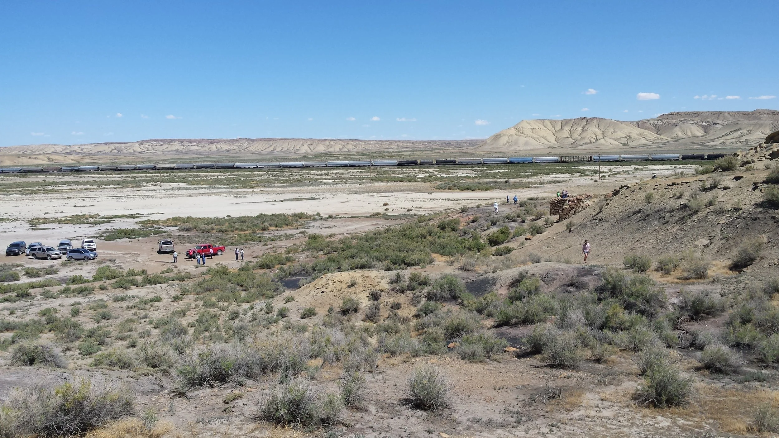 Hallville Mine site historic landscape with UP train in the distance