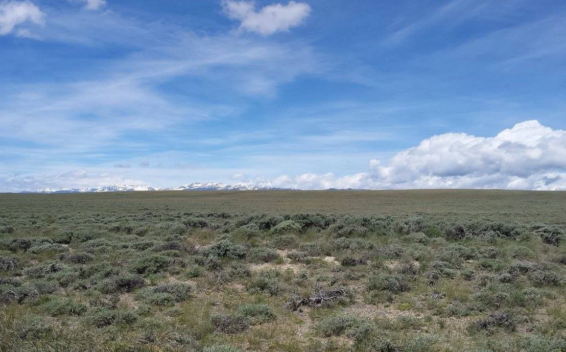 The Wind River mountain range is visible for miles along the South Pass route.