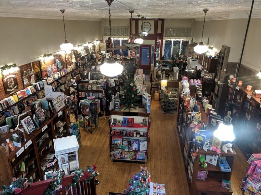 The interior of the original Wandering Hermit Books and Gifts taken from the mezzanine.