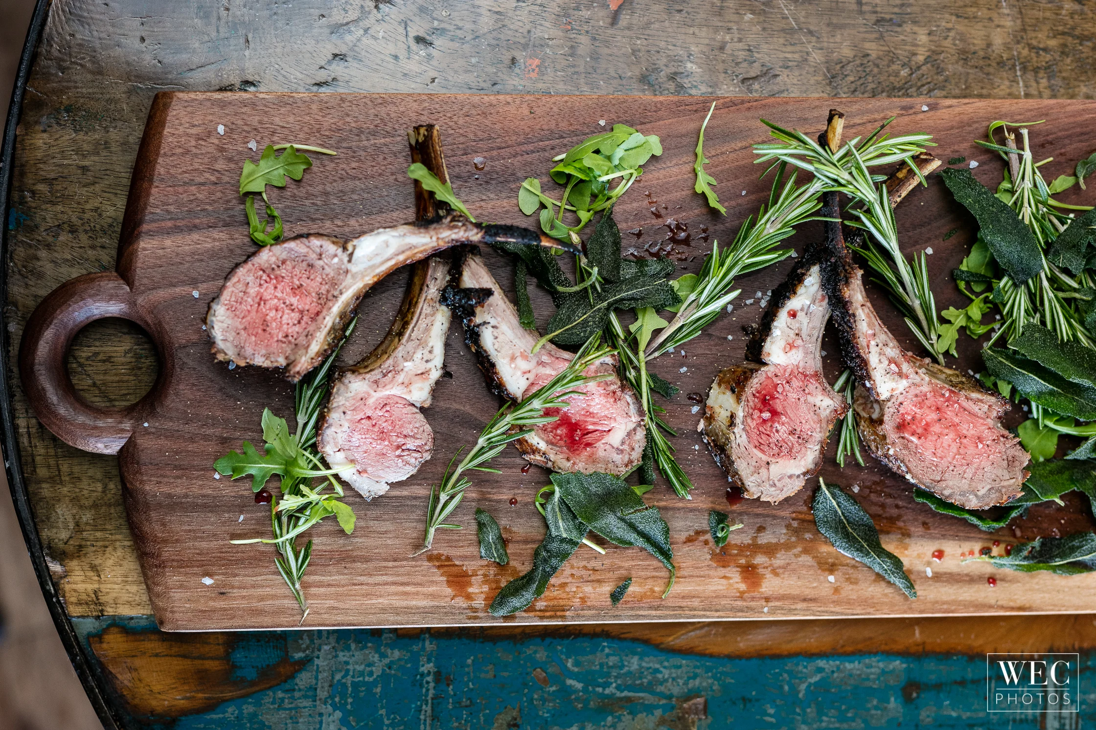Walnut Board with lamb chops