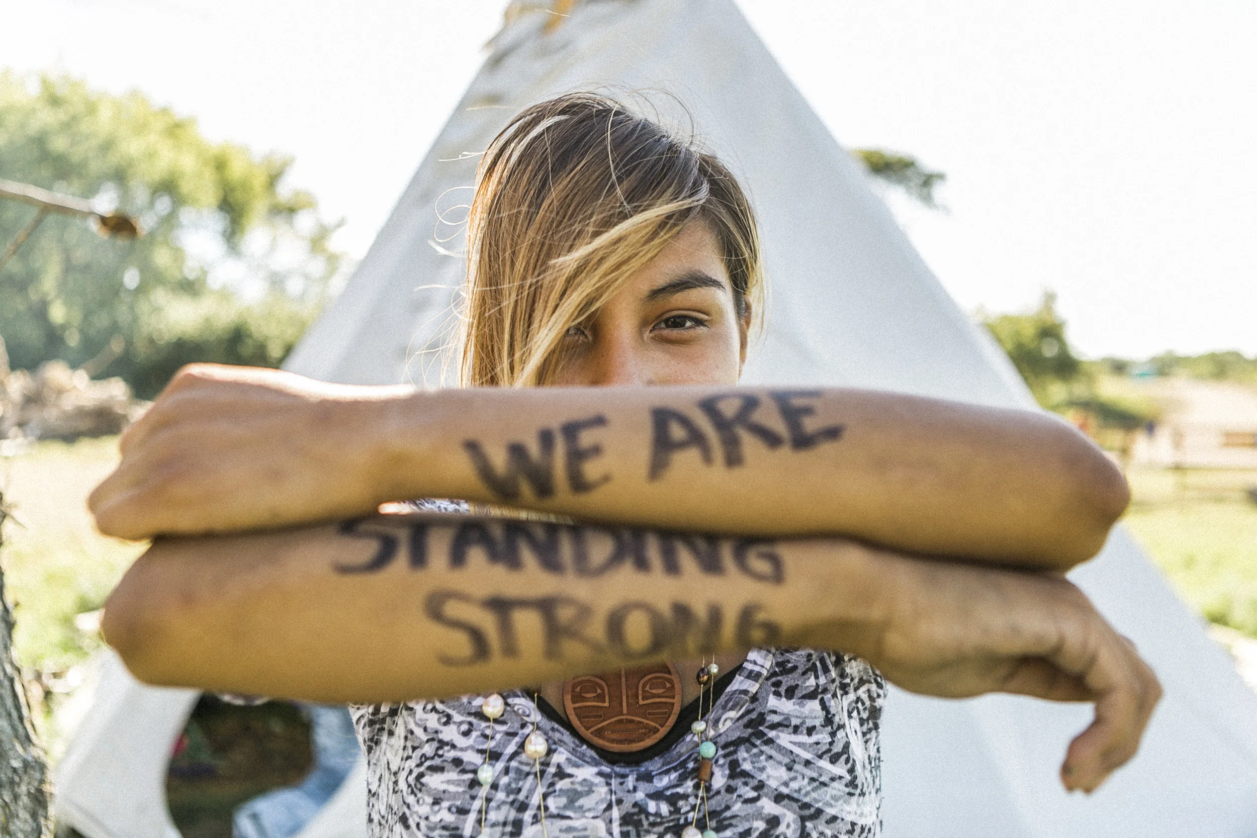 Jusilea Charger , 20, Eagle Butte, South Dakota: ‘I would do anything for our children, so now I have to fight so they won’t have to later. We continue to stand strong for generations to come.’