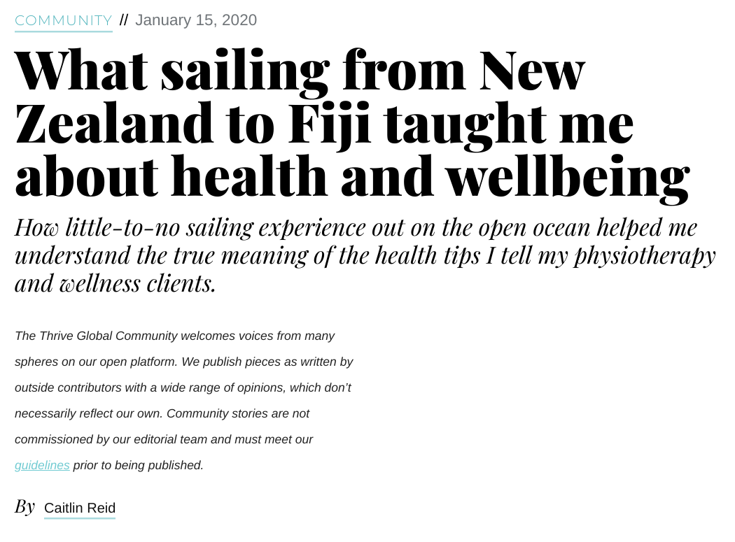 Sailing to Fiji wellness 