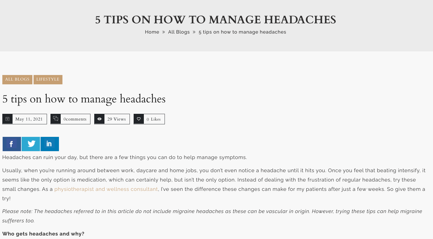 5 Tips on Managing Headaches