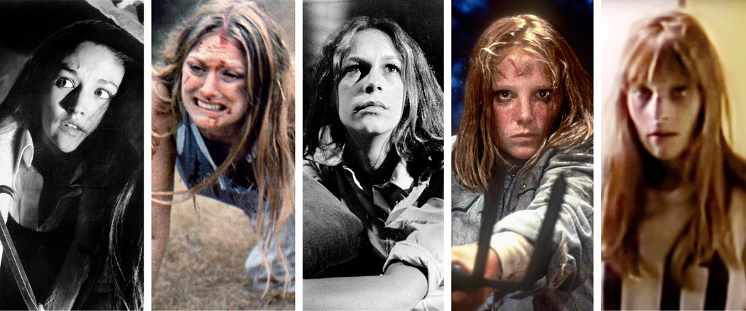 From left: Olivia Hussey in "Black Christmas"; Marilyn Burns in "The Texas Chainsaw Massacre"; Jamie Lee Curtis in "Halloween"; Amy Steel in "Friday the 13th, Part 2"; and Jan Jensen in "The Last Slumber Party."CreditFrom left: Bev Rockett/World Pictures Corporation/Warner Bros. Pictures, via Photofest; Bryanston Distributing Company, via Photofest; Trancas International Films/Anchor Bay Entertainment; Paramount Pictures, via Photofest; B. and S. Productions