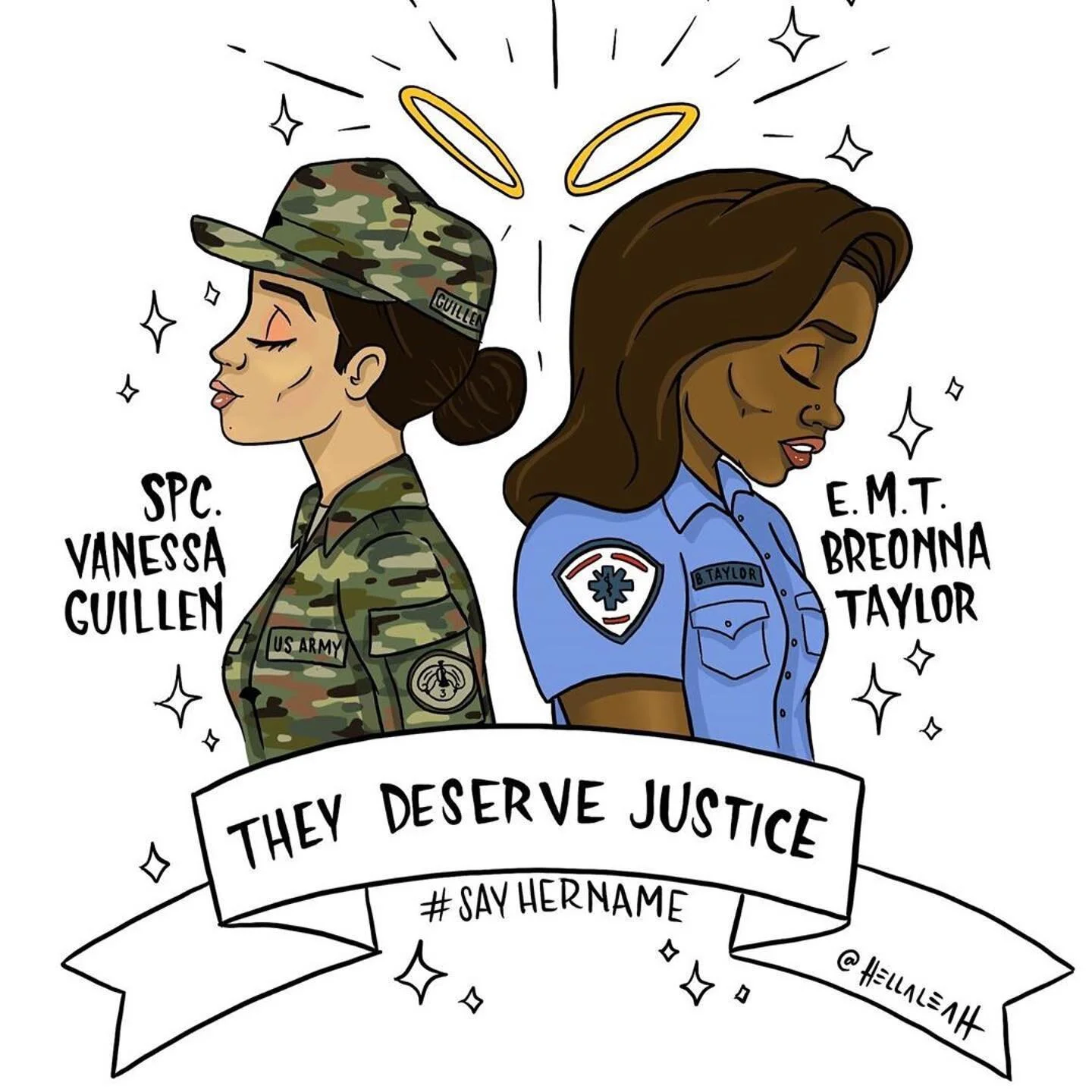 #Repost @hellaleah
・・・
These two woman did their part and served their country they deserved better and they need justice, NOW. ✊🏽✊🏿 #sayhername #justiceforbreonnataylor #justiceforvanessaguillen #vanessaguillen #vanessaguillensoldier #breonnataylo