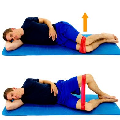 Clam exercise: make sure your hips/lower back don't roll backwards